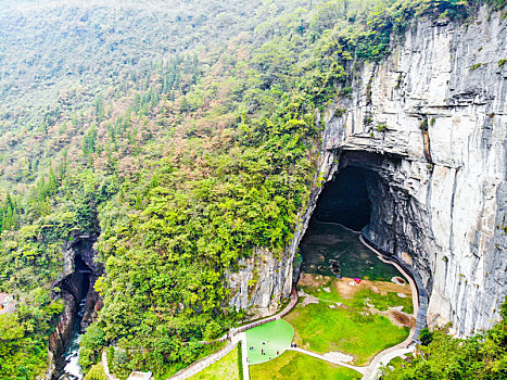 航拍湖北恩施利川腾龙洞风景区