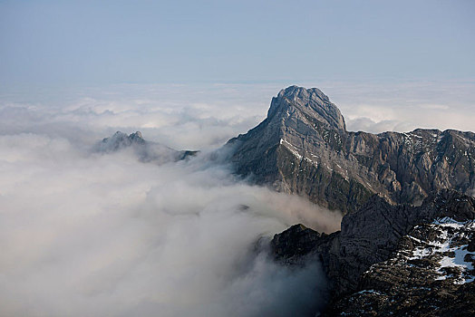 低,层云,风景,山,多,阿彭策尔,瑞士,欧洲