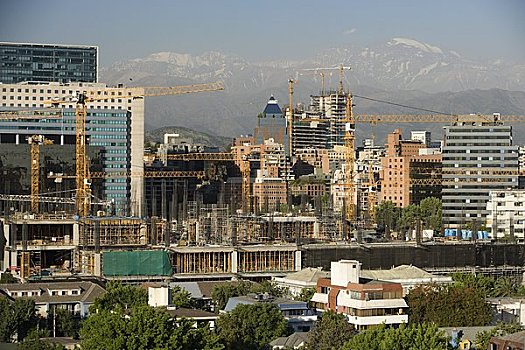 建筑起重机,城市,圣地亚哥,智利