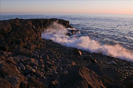 海岸,火山岩,石头,海滩,靠近,定时暴光,帕尔玛,加纳利群岛,西班牙,欧洲