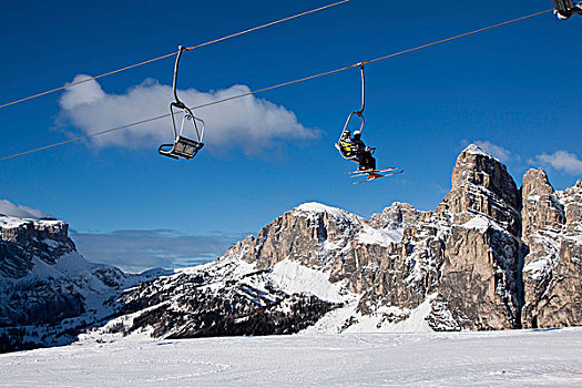 滑雪缆车,滑雪,胜地,阿尔泰,别墅,正面,山,白云岩,意大利,欧洲