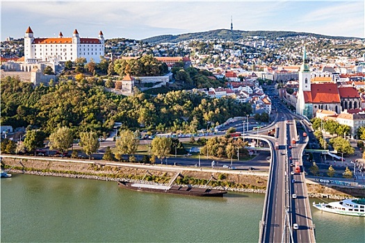 多瑙河,水岸,桥,布拉迪斯拉瓦,城市
