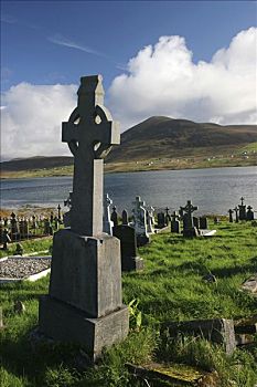 墓地,老,阿基尔岛,梅奥,爱尔兰,欧洲