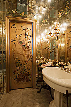 门,涂绘,中国人,创意,浴室,反射,天花板,墙壁