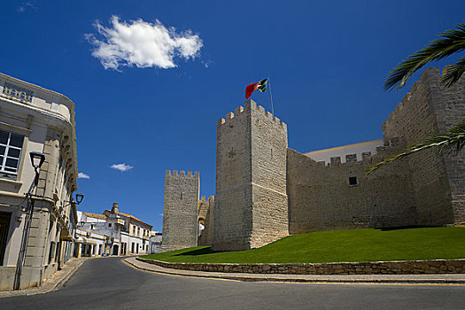 城堡,街道,阿尔加维,葡萄牙