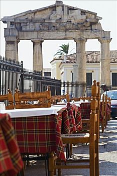 街边咖啡厅,正面,古遗址,罗马,阿哥拉,雅典,希腊