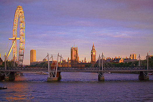 英格兰,伦敦,泰晤士河,风景,西部,桥,伦敦眼,南方,堤岸,威斯敏斯特宫,北方,河