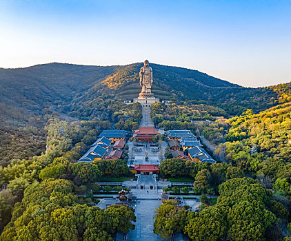 航拍江苏省无锡市滨湖区灵山大佛景区