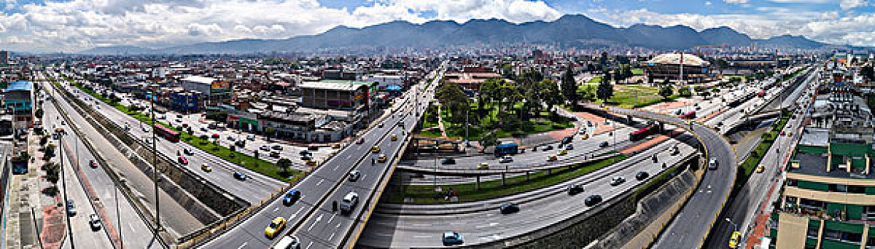 全景,街道,城市,晴天,波哥大,哥伦比亚