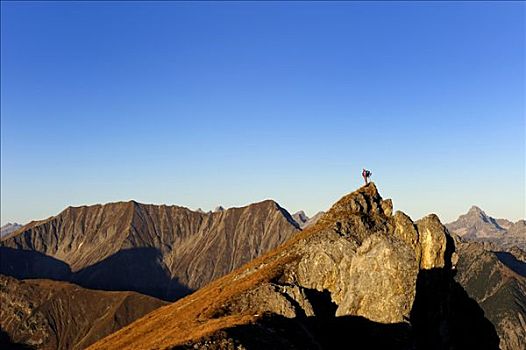 登山者,顶峰,提洛尔,奥地利
