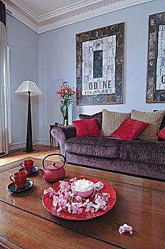 花,茶壶,客厅,红色