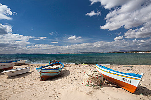 突尼斯,哈马麦特,渔船,海滩