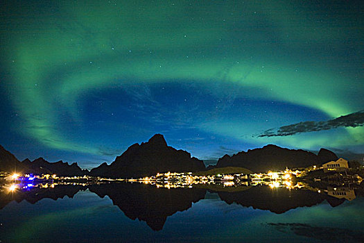 斯堪的纳维亚,挪威,罗弗敦群岛,极光,北极光
