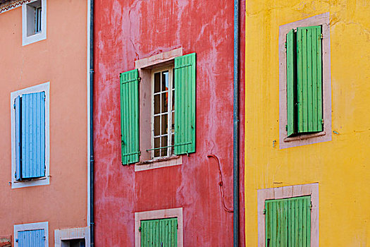彩色,墙壁,窗户,鲁西永,普罗旺斯,法国
