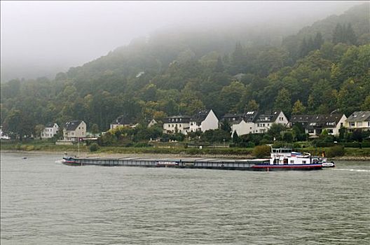 驳船,莱茵河,靠近,科布伦茨,莱茵兰普法尔茨州,德国