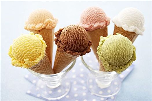 冰激凌蛋卷,不同,味道,冰淇淋