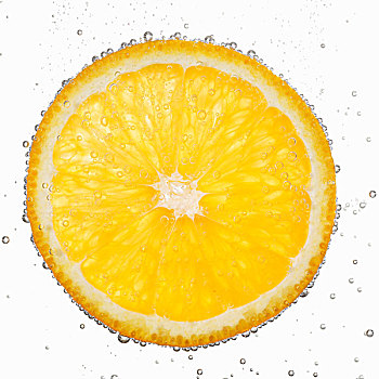 橙子,水中,气泡