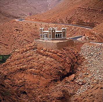 荒芜,房子,山谷,摩洛哥,北非,世界遗产
