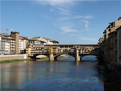 维奇奥桥,古桥,中世纪,桥,上方,阿尔诺河,佛罗伦萨,意大利