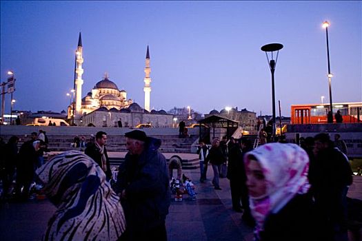 土耳其,伊斯坦布尔,清真寺,路人,广场,前景