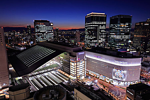 梅田,夜景,大阪,车站