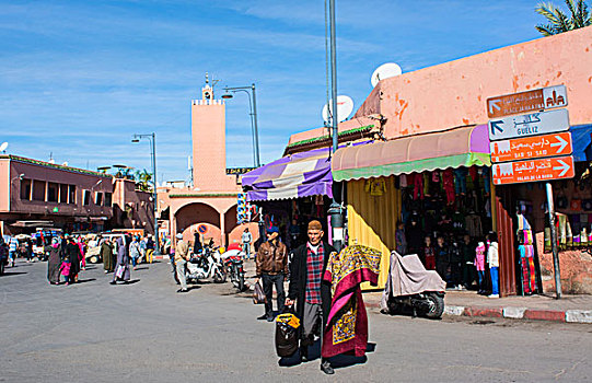 玛拉喀什,摩洛哥,忙碌,交通,街上,老,犹太,区域,市区,城市