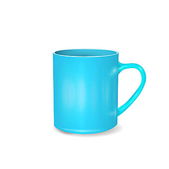 蓝色,咖啡,茶杯,隔绝,白色背景,背景,设计,模版,嘲弄,向上,矢量,插画