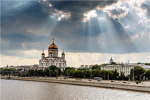 太阳,发光,上方,大教堂,耶稣,莫斯科,俄罗斯