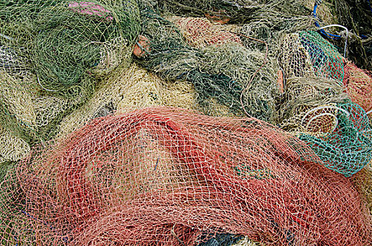 越南,海滩,区域,彩色,渔网
