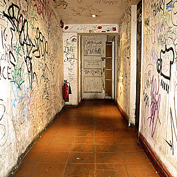 走廊,墙壁,遮盖,涂鸦