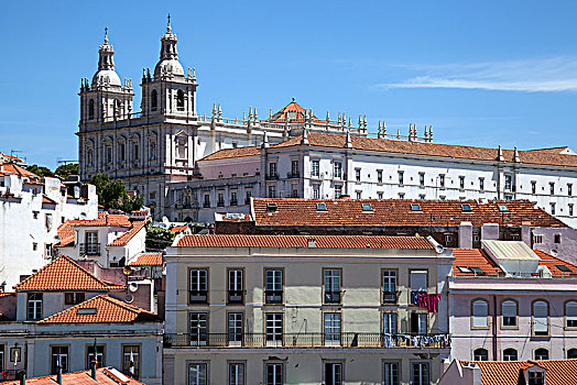 风景,老城,里斯本,背影,寺院,教堂,阿尔法马区,地区,葡萄牙,欧洲