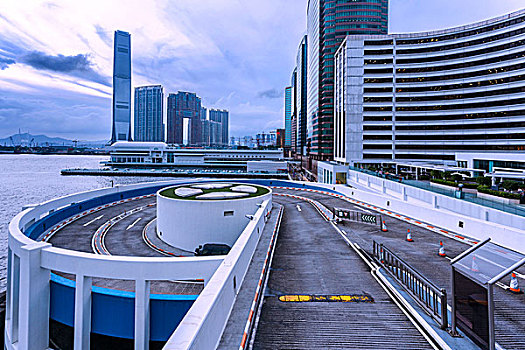 公园,现代,天际线,香港,港口