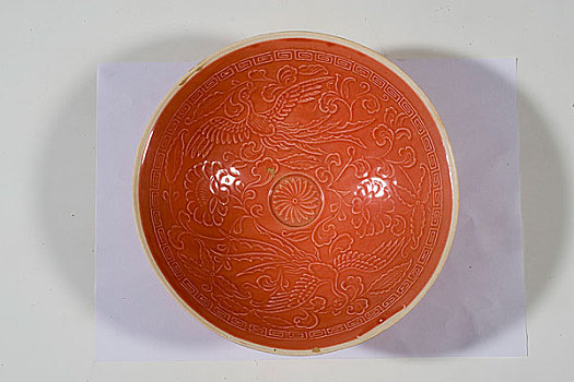 红斗笠碗,现代,瓷