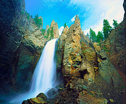 美国,犹他,布莱斯峡谷国家公园,瀑布,雕刻,砂岩,画廊