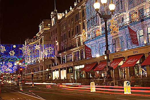 英格兰,伦敦,街道,圣诞装饰