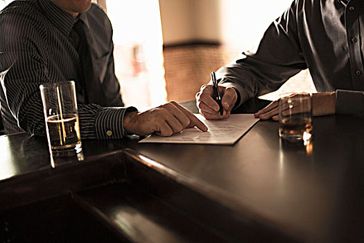 伙伴,签写,商务,合同,酒吧