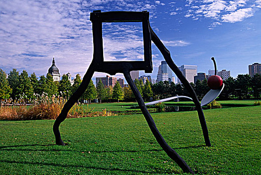雕塑,站立,三脚架,花园,明尼阿波利斯,明尼苏达,美国