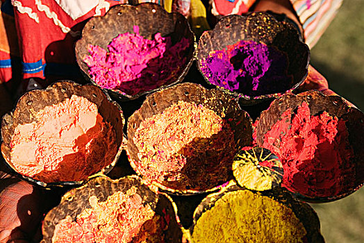 特写,彩色,粉末,颜料,大象,节日,斋浦尔,拉贾斯坦邦,印度