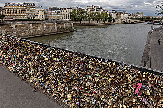 巴黎,法国,欧洲,挂锁,左边,爱人