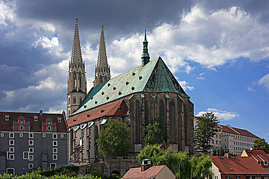 教区教堂,圣彼得,迟,哥特式,左边,奥伯劳西茨,萨克森,德国,欧洲