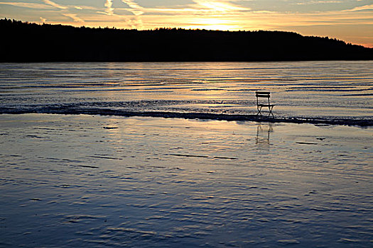 椅子,冰湖