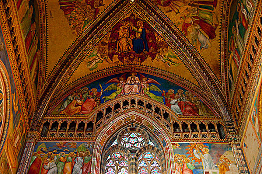 特写,壁画,天花板,中央教堂,奥维多,翁布里亚,意大利