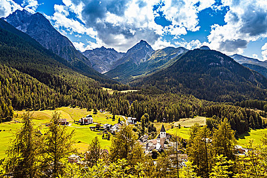 风景,山谷,山,恩加丁,瑞士