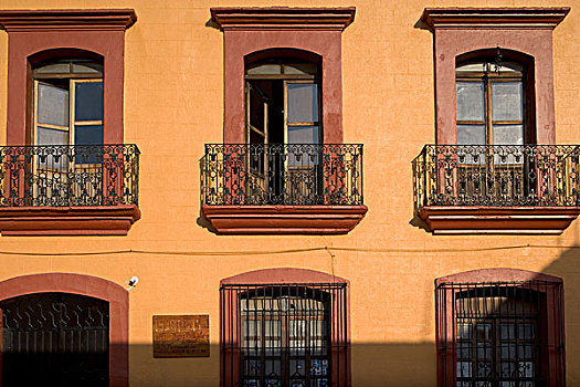 墨西哥,瓦哈卡,朝日,线条,窗户,西班牙殖民地,建筑,历史,中心