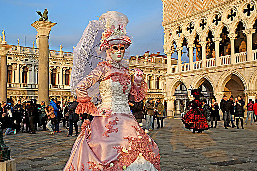 女性,掩饰,威尼斯人,面具,狂欢,威尼斯,意大利,欧洲