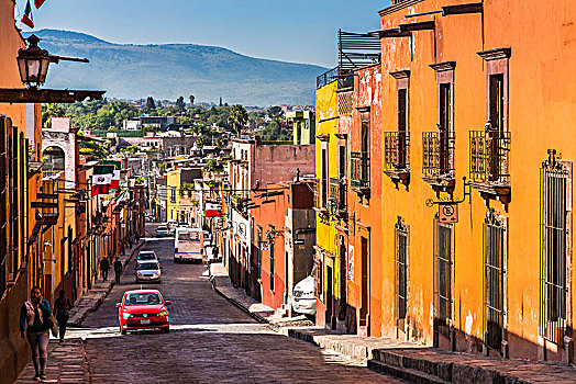 鲜艳,建筑,街道,圣米格尔,墨西哥