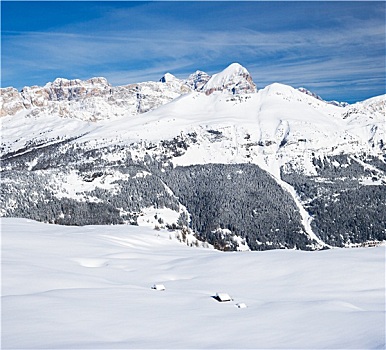 孤单,猎捕,大雪,小屋,阿尔卑斯山,意大利