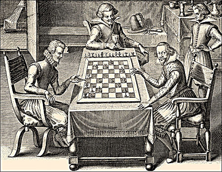 下棋,玩家,17世纪,历史,插画,德国,欧洲