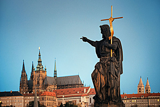 查理大桥,雕塑,特写,布拉格,捷克共和国