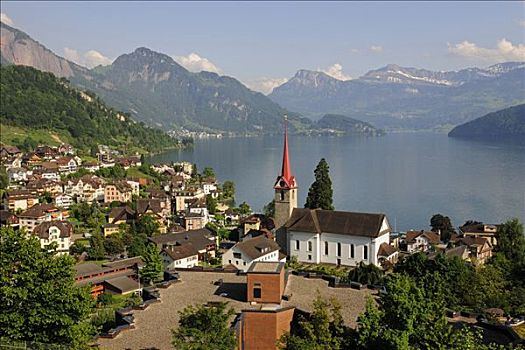 琉森湖,流行,假日胜地,瑞士,欧洲